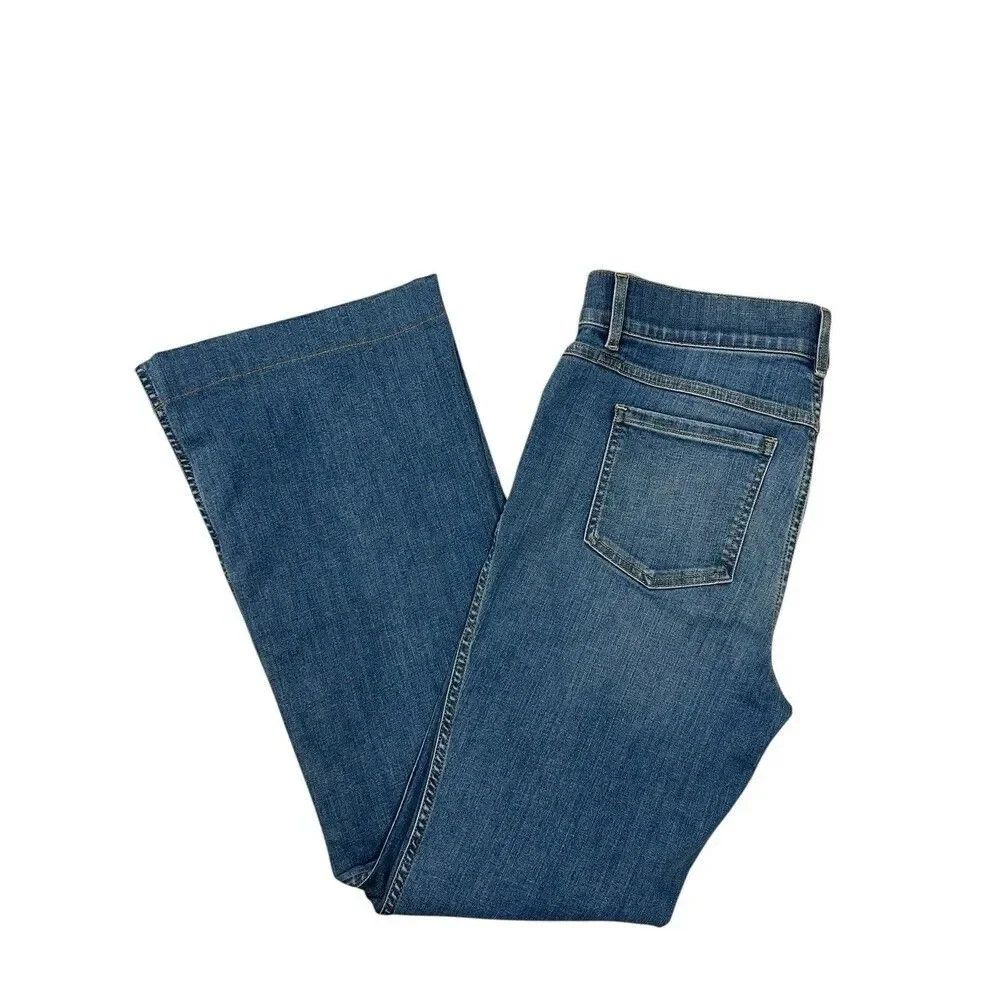 SPANX VINTAGE INDIGO FLARE Wide Leg Blue Denim pull-on Jeans Stretch Size L